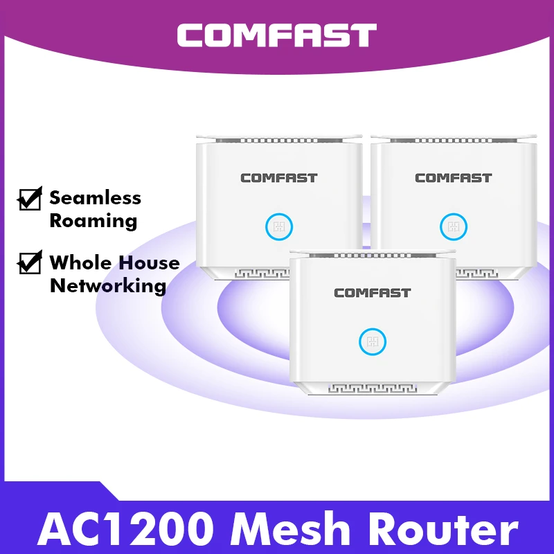 Comfast Ac1200 Mesh Router 2.4G E 5Ghz Dual Band 11Ac Gigabit Router Easy Mesh Wifi Router Full House Nwtworking Seamless Roaming