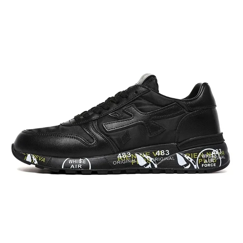 Premiata 2024 Scarpe Da Coppia Vintage Premiata Sneakers Con Struttura In Pelle Nera Scarpe Da Corsa Per Donna Scarpe Casual Firmate Di Moda