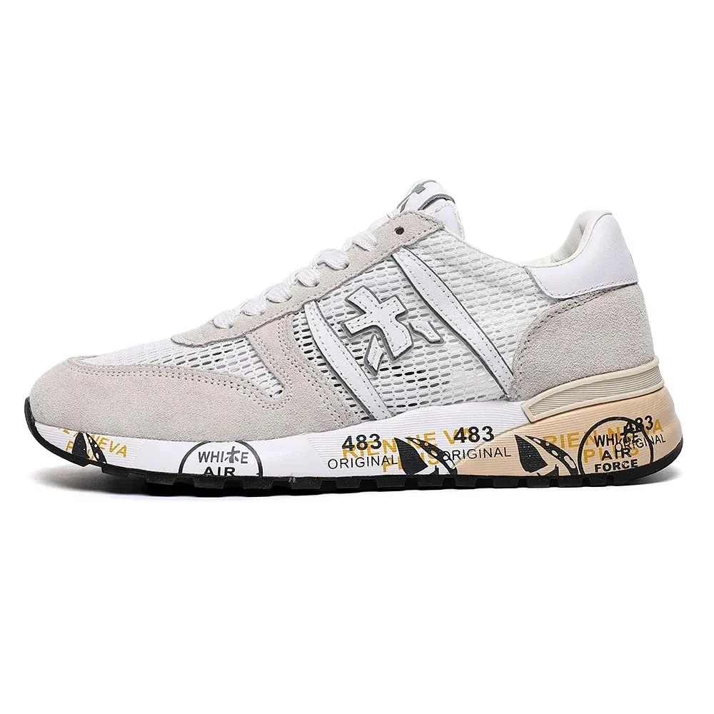Premiata 2024 Scarpe Da Coppia Vintage Premiata Sneakers Con Struttura In Pelle Nera Scarpe Da Corsa Per Donna Scarpe Casual Firmate Di Moda