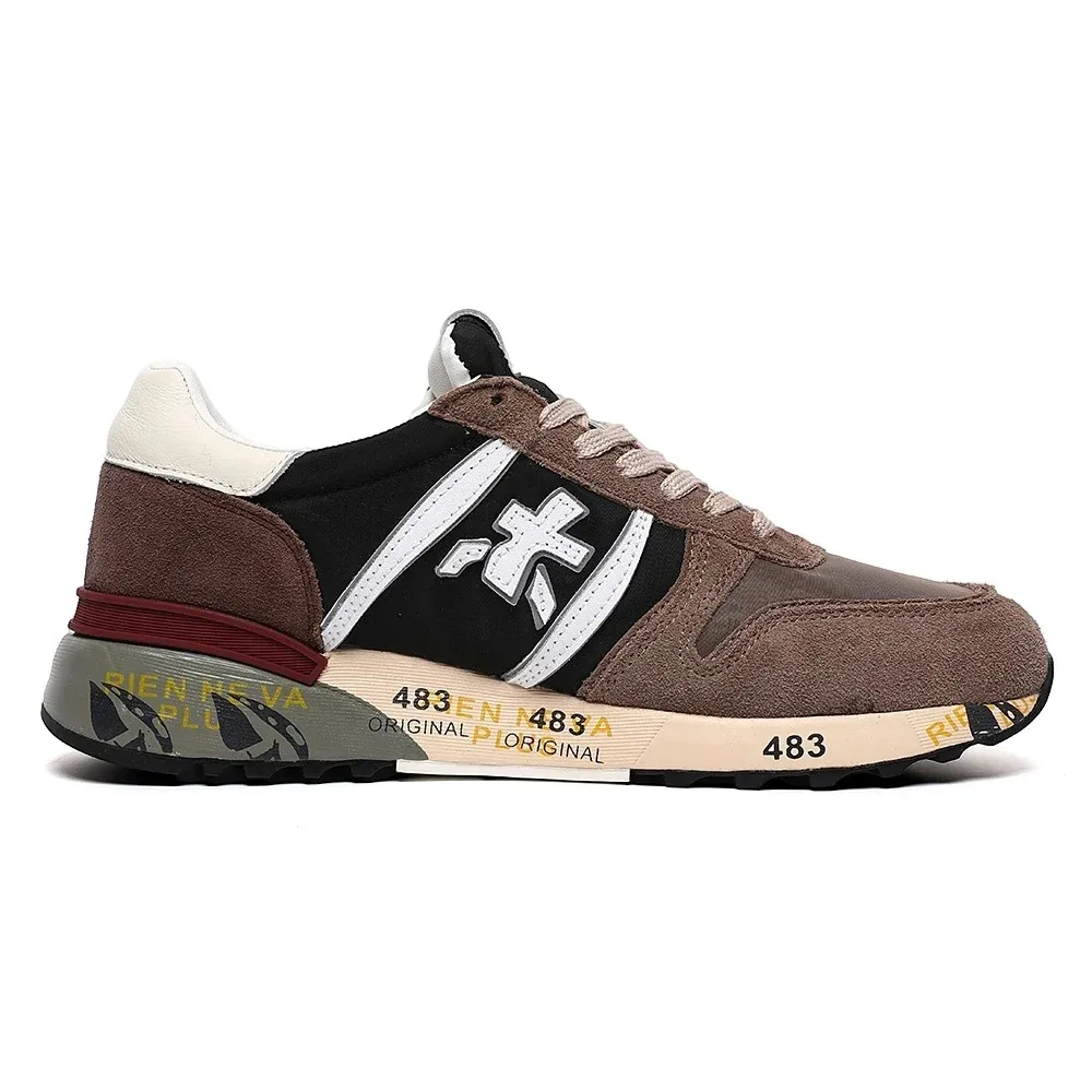 Premiata 2024 Scarpe Da Coppia Vintage Premiata Sneakers Con Struttura In Pelle Nera Scarpe Da Corsa Per Donna Scarpe Casual Firmate Di Moda