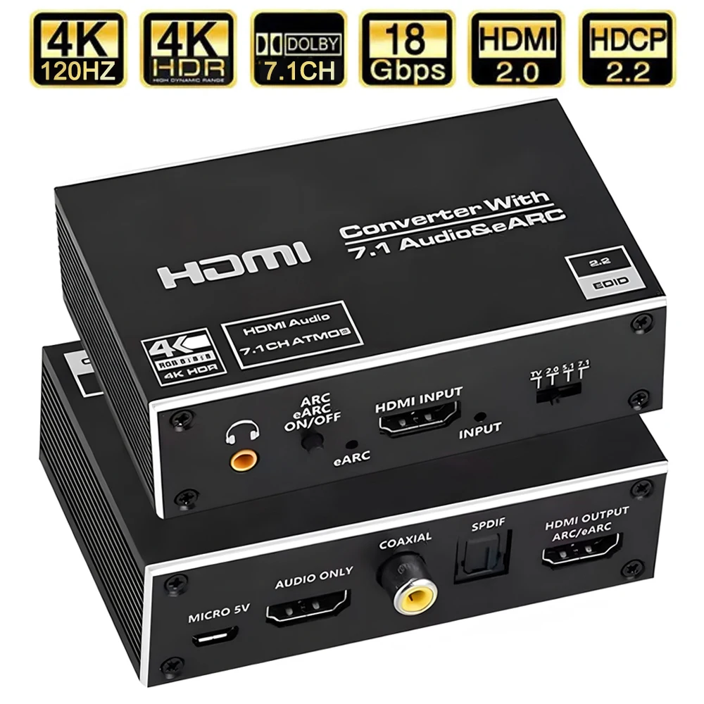 4K 60Hz 120Hz Switch Compatibile Con Hdmi Earc Audio Extractor Arc Optical Toslink Hdmi-Compatibile 2.0 Switcher Remote Per Ps5 Ps4 Tv