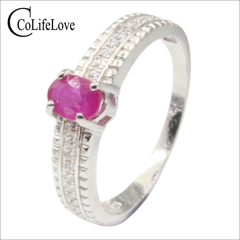 100% Naturale Rubino Anello In Argento Di Fidanzamento Per 4Mm * 6Mm 0.4 Ct Africa Rubino Anello In Argento Massiccio 925 Rubino Gioielli Regalo Di Co