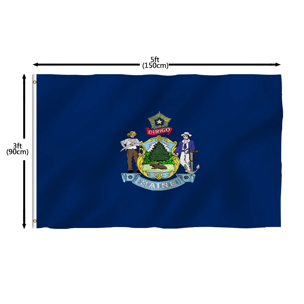 Flagnshow 100% Poliestere Usa America State Of Maine Flags