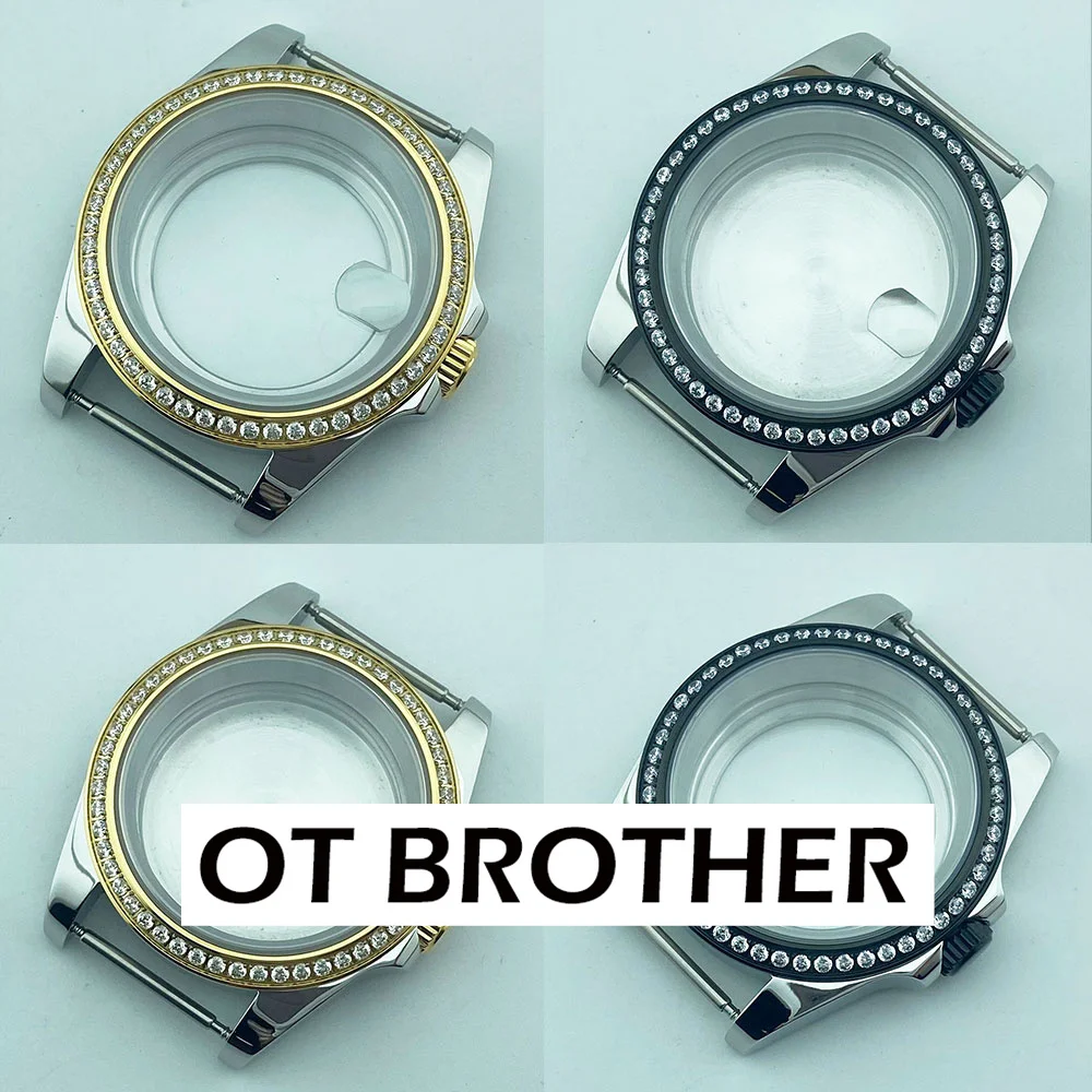 Cassa Dell'Orologio Da 40Mm Per Seiko Datejust Diamond Bezel Accessori Per Orologi Modificati Custodia In Acciaio Inossidabile Nera Per Nh35 Eta2824
