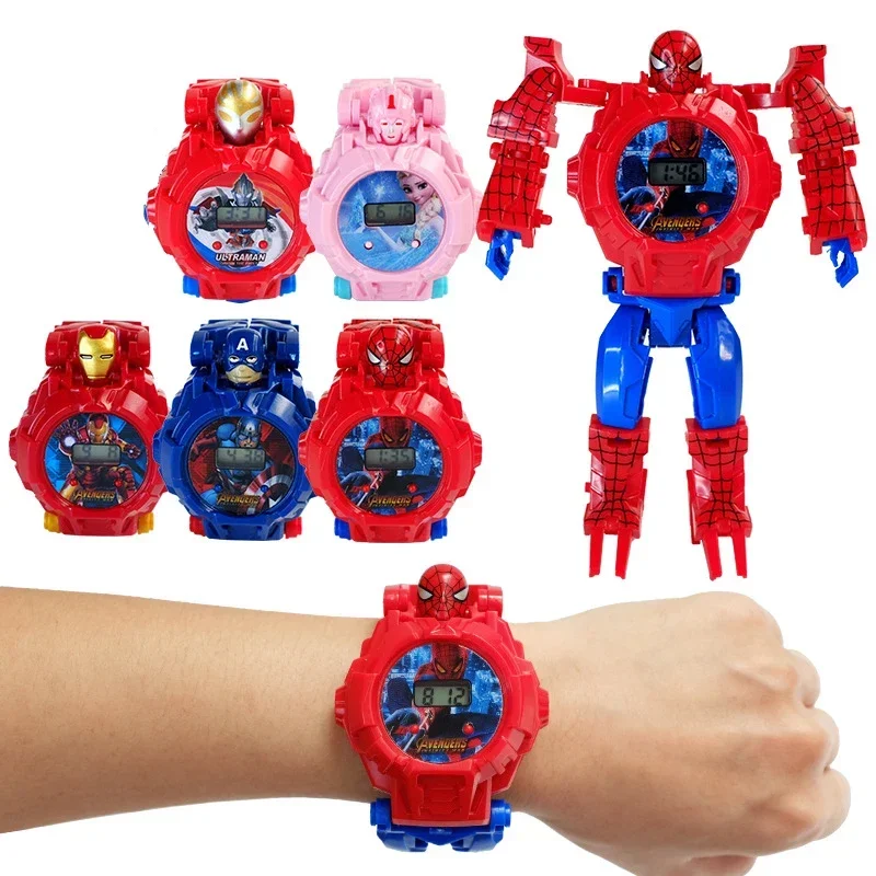 Disney Spiderman Frozen Children'S Watch Action Figures For Kids Marvel Ironman Superhero Watch Anime Figures Boys Girls Gift