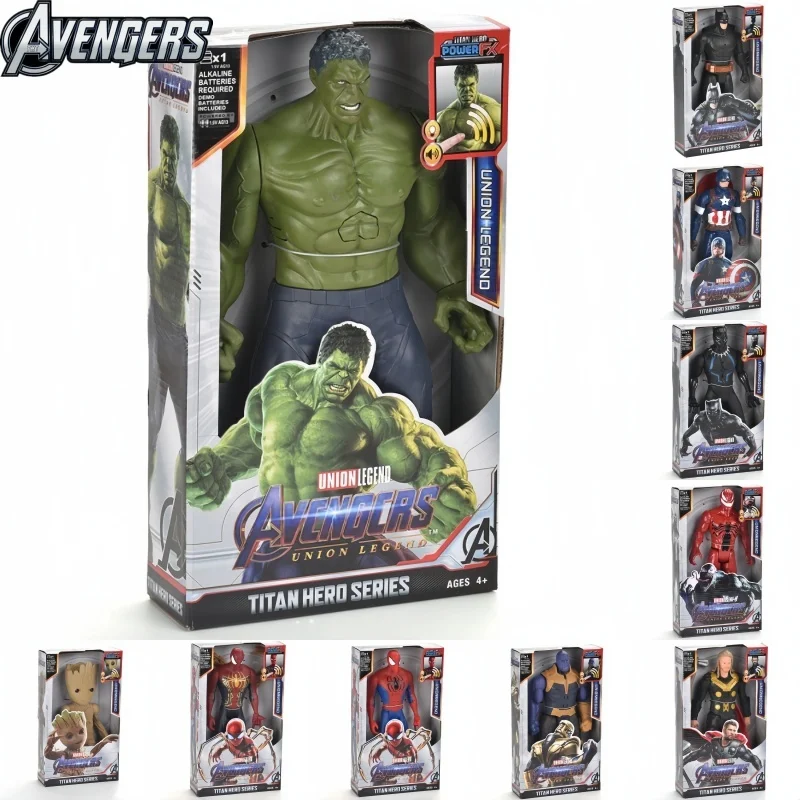 30Cm Marvel Avengers Toy Thanos Hulk Spiderman Iron Man Captain America Thor Black Panther Con Suono E Luce Action Toy Gift
