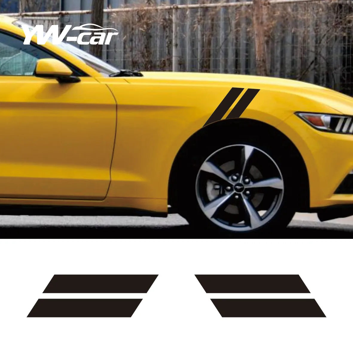 Car Double Bar Hood Fender Hash Mark Side Per Ford Mustang Gt500 Gt350 Gt Auto Graphics Stripes Sport Vinyl Decor Decal Kit