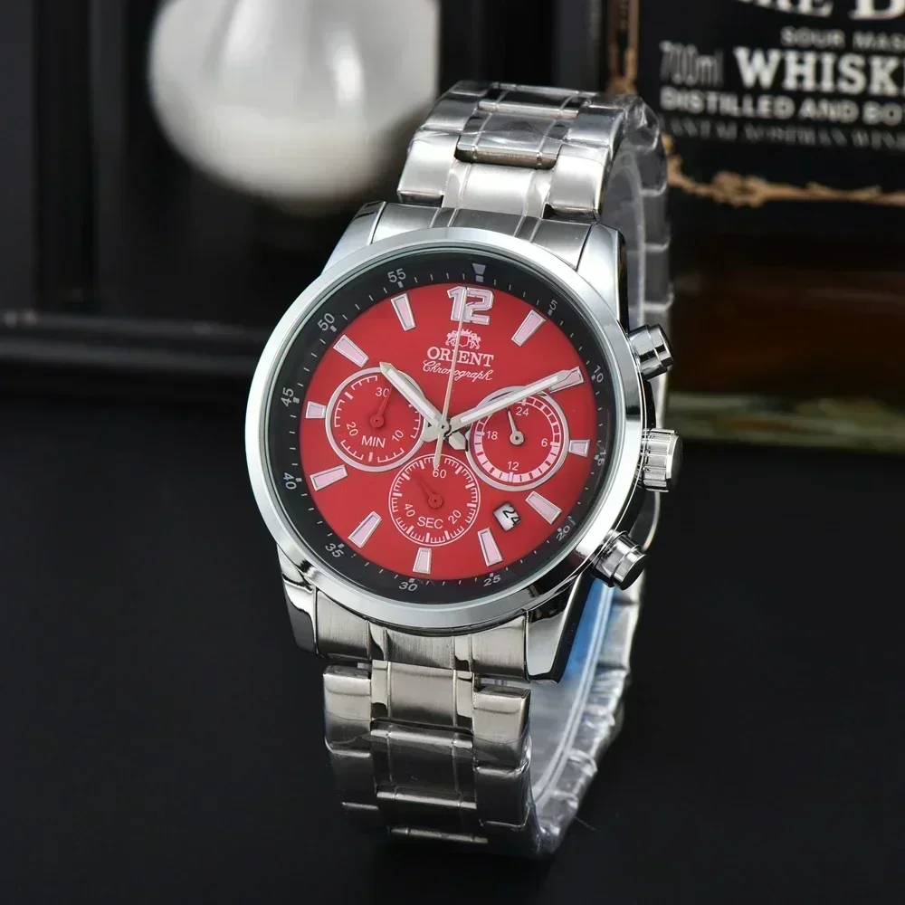 Top Aaa Original Orient- Watches Mens Business Full Stainless Steel Automatic Date Watch Luxury Chronograph Sport Quartz Clock