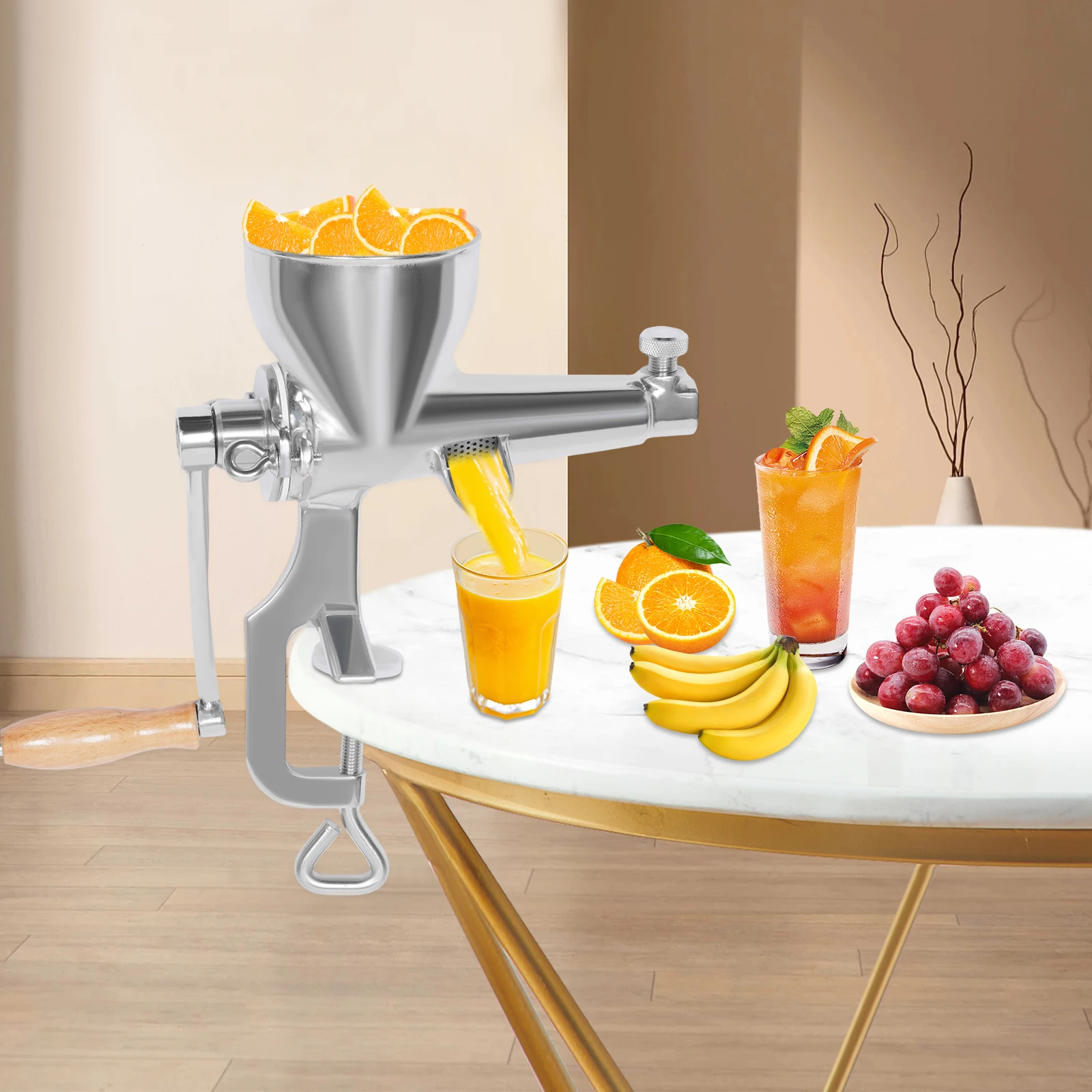 Spremiagrumi Manuale Wheatgrass Pressa A Mano Erba Di Grano Verdura Frutta Estrattore Di Spremitura, Argento