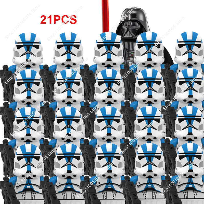 Hot Toys 21Pcs Clone Troopers Stormtroope 501St Clone Legion Darth Vader Crosshair Wrecker Echo Bricks Mini Action Figures Toys