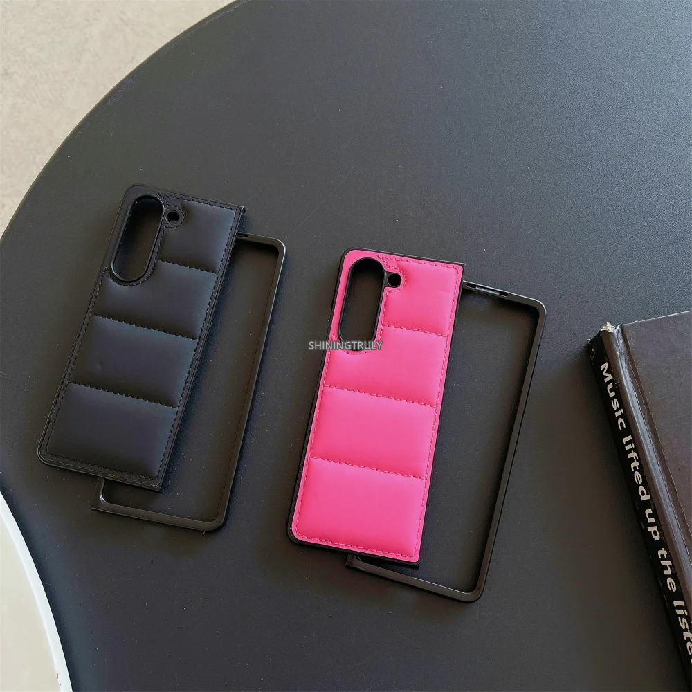 Fashion Down Jacket Air Cushion Case Per Smausng Z Fold 5 Flip4 Fold 4 3 Ins Cover Antiurto In Pelle Per Samsung Galaxy Z Flip5