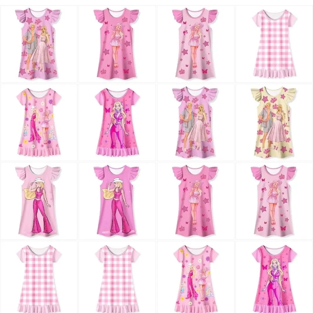 Kawaii Barbie Dress Camicia Da Notte Vestiti Girly Heart Pigiama Sleepshirts Kid Night Toddler Cute Summer Sleeping Princess Dresses