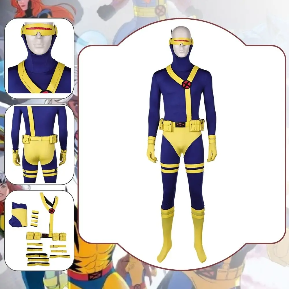 Scott Summers Cosplay X 97 Super Cattivo Fantasia Costume Travestimento Uomini Adulti Tuta Zentai Vestito Roleplay Vestito Di Halloween