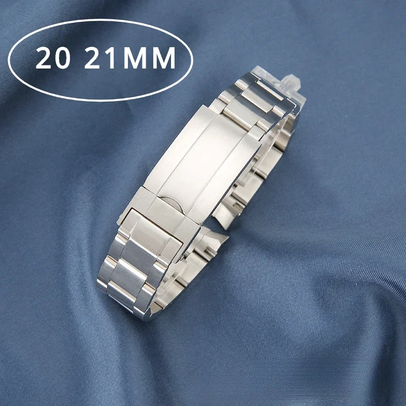 20 21Mm Orologi Accessori 904L Bracciale In Acciaio Inossidabile Per Rolex Submariner Strap Men Silver Watchband Safe Buckle 3 Beads