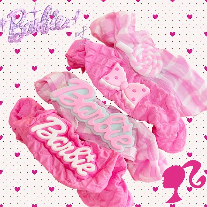 Barbie Hairtie Kawaii Trendy Movie Soft Ponytail Bands Pink Sweet Stylish Cartoon Hairbands Lovely Cute Girls Kids Gift