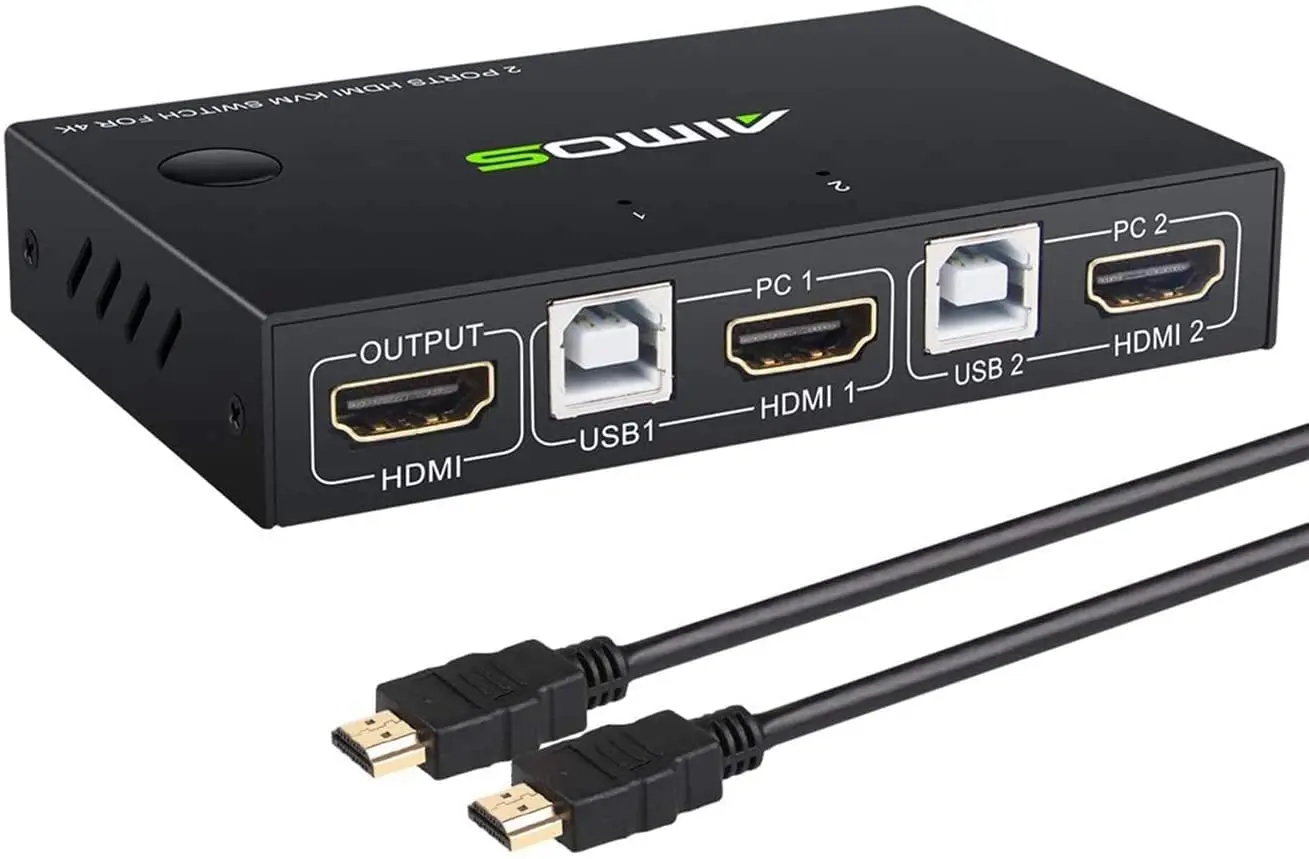 4K Hdmi Kvm Switch 2 In 1 Out Usb 2.0 Switch Per 2 Pc Sharing Keyboard Mouse Printer Plug Paly Video Display Usb Swltch Splitter