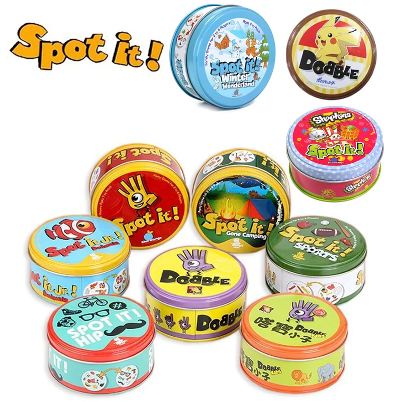Spot It Gioco Da Tavolo Carta Scatola Di Metallo Pokemon Minions Auto Animali Vacanze Campeggio Bambini Halloween Festa Di Natale Giocattoli Da Picnic