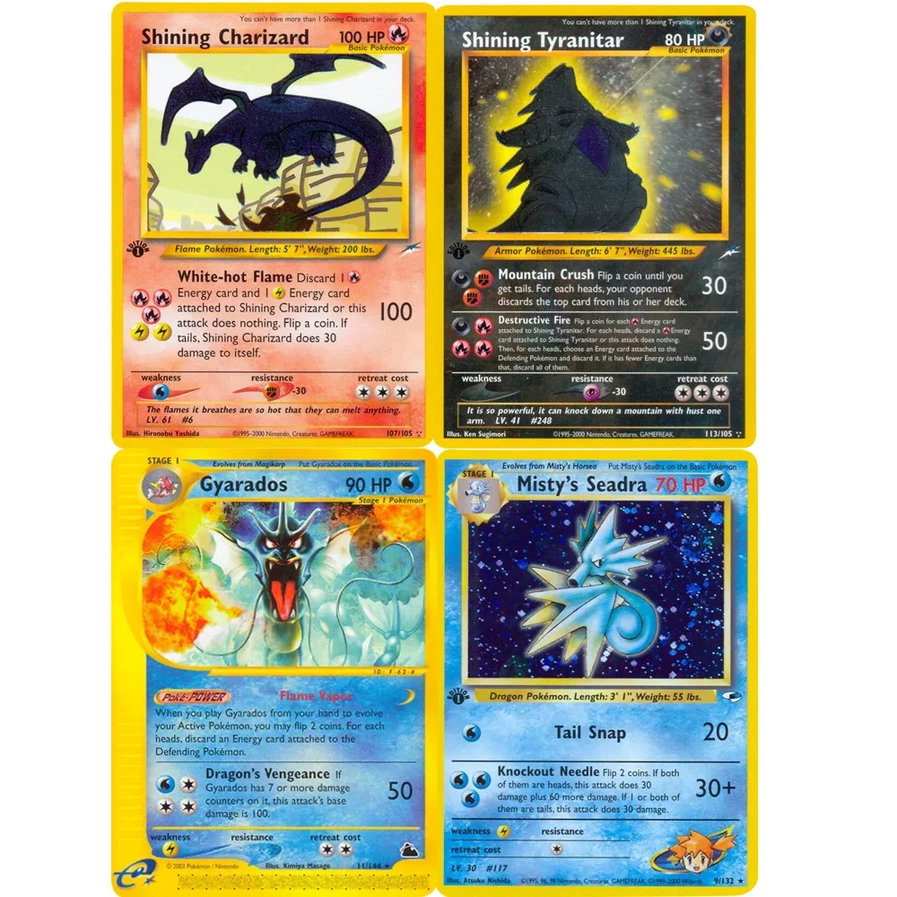Pokemon Card Shining Card Gym Series Houndoom Jolteon Umbreon Gyarados Snorlax Steelix Piloporse Gift Giocattoli Per Bambini Carta Proxy