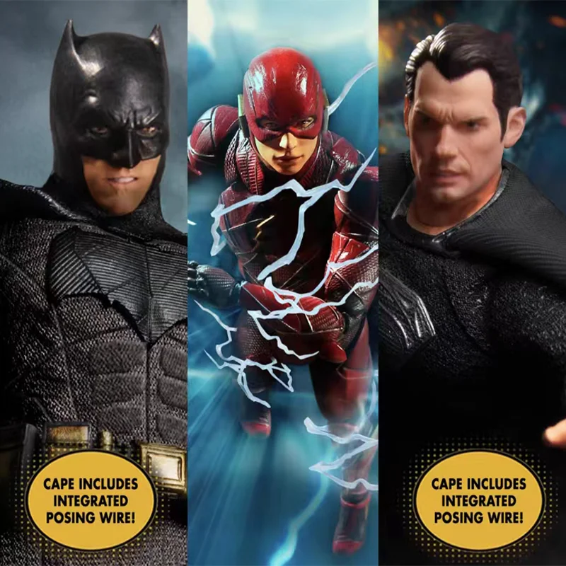 100% In Magazzino Original Mezco Toys Batman The Flash Superman Justice League Tuta Per Tre Persone Anime Action Figures Model Toys