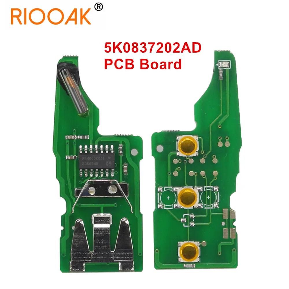 100Pcs 5K0837202Ad Remote Key Pcb Circuit Electronic Board +Id48 Chip For Vw Beetle/Caddy/Golf/Jetta/Polo/Scirocco/Tiguan/Touran