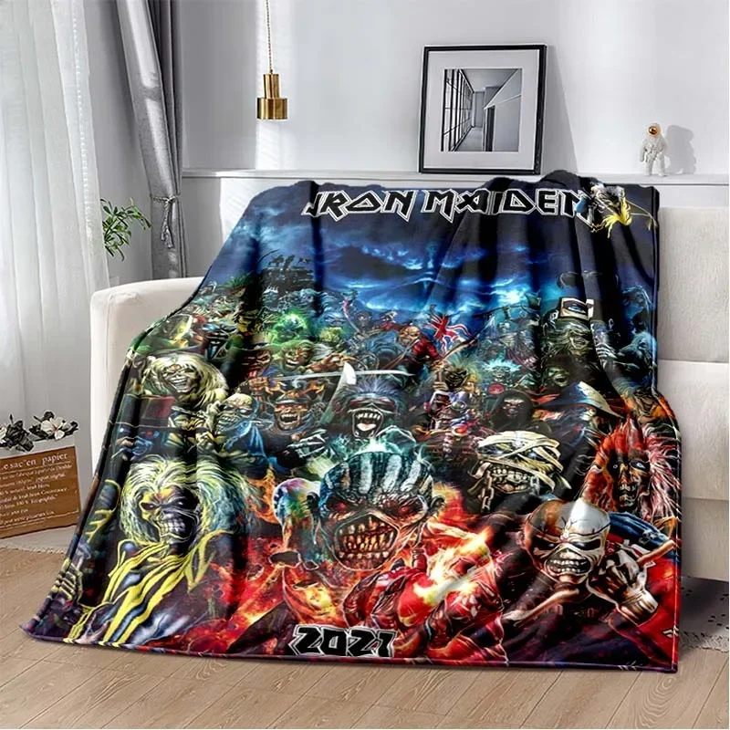 Fashion Art Print Rock Band I-Iron M-Maiden Getta Coperta Famiglia Adulto Camera Da Letto Peluche Coperta Per Dormire Coperta Da Viaggio Calda