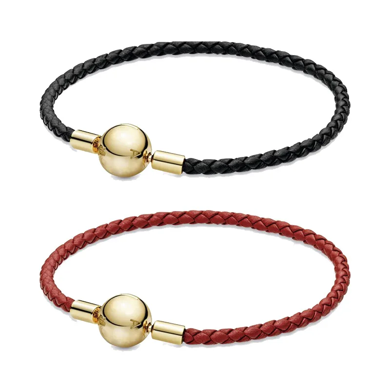 925 Sterling Silver China & Australia Esclusivo Braccialetto Pan In Pelle Rosso Brillante Singolo Fit Women Bead Charm Jewelry