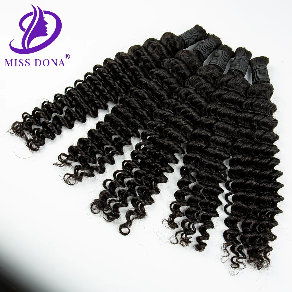 16-28 Pollici Bulk Hair Deep Wave Hair Extensions Bulk Capelli Ricci Estensioni Dei Capelli Vergini Neri Tessitura Fornitura Per Parrucchieri Per Le D