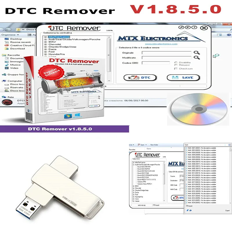 2023 Dtc Remover Per Kess Ktag Fgtech Obd2 Software Mtx Dtc Remover 1.8.5.0 Con Keygen + 9 Ecu Extra Tuning Software Sw Errore Ecu