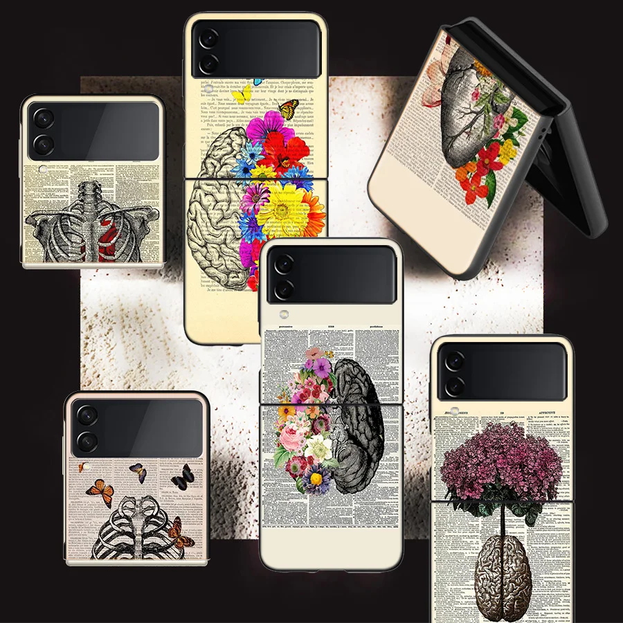 Medical Organi Umani Brain Meridian Rene Phone Per Samsung Galaxy Z Flip 5 4 5G Case Luxury Cover Z Flip 5 3 5G Custodie Nere Sh
