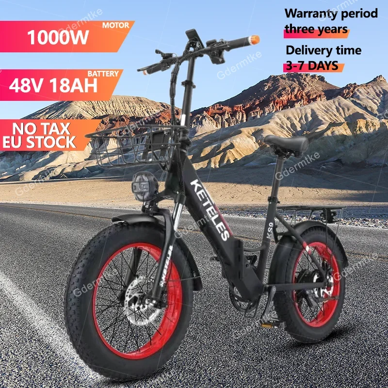 Keteles Kf9 E-Bike Pieghevole 1000W Motore 18Ah Batteria Rimovibile Bicicletta Elettrica 20 4.0 Pollici Fat Tire Bike Mountain Bike Elettrica
