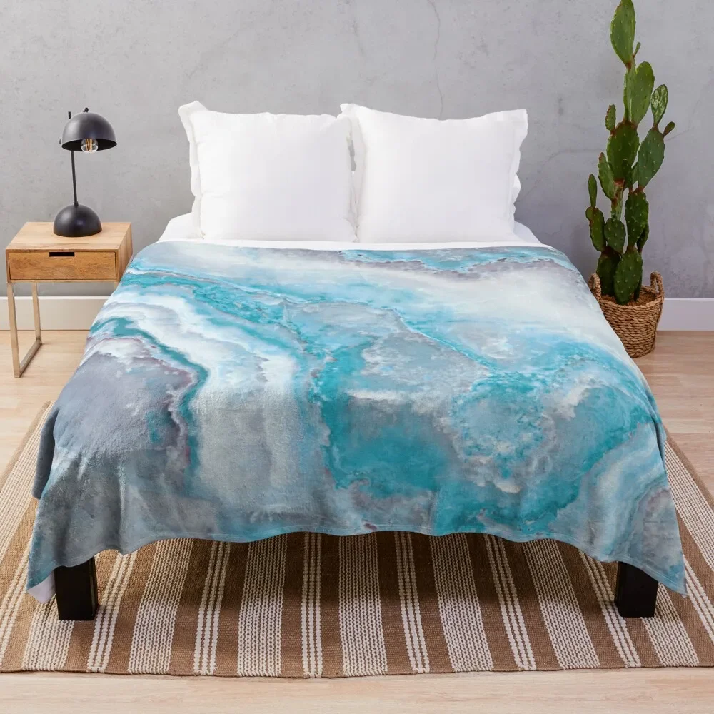 Luxury Mermaid Blue Faux Agate Marble Geode Gem Throw Coperta Biancheria Da Letto Di Halloween Per Coperte Per Bambini