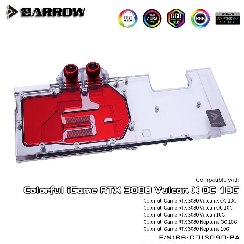 Barrow 3080 Gpu Water Block Per Igame Colorato Rtx 3080 Vulan X Oc, Copertura Completa Argb Gpu Cooler, Bs-Coi3090-Pa
