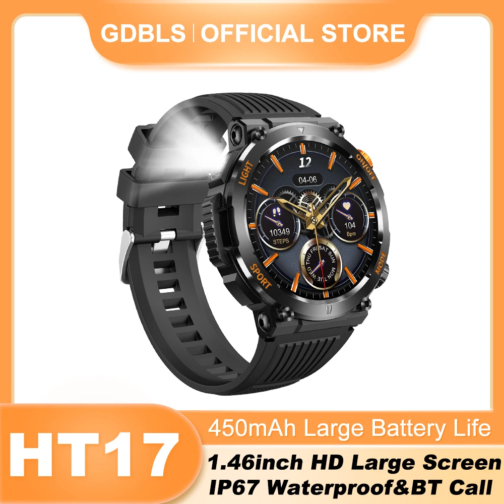 Ht17 Smart Watch Uomo Donna Bussola Illuminazione Sport Fitness Watch Ip67 Impermeabile Bluetooth Call Health Monitor