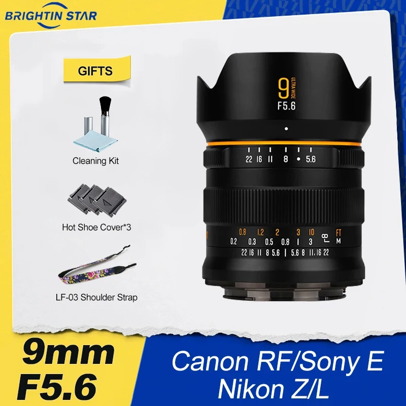 Brightin Star 9Mm F5.6 Full Frame Fisheye Obiettivo Per Fotocamera Mirrorless Con Messa A Fuoco Manuale Di Grande Apertura Per Sony E Canon Rf Nikon Z