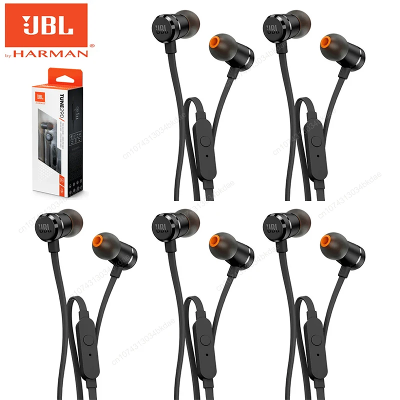 5Pcs Jbl T290 Cuffie In-Ear Pure Bass Sound Auricolare One Button Control Auricolari Cablati Con Microfono Harman Jbl Tune 290 Headset