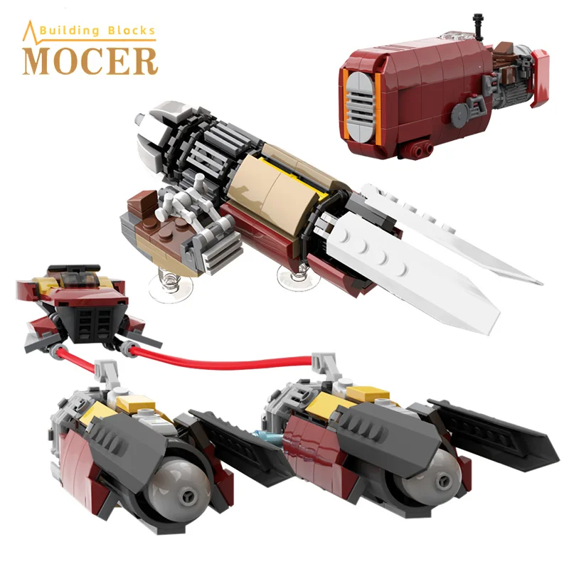 Bricklink Moc Star Movie Land Airship Podracer Speeder Bike Antigravity Moto Set Building Blocks Giocattoli Per Bambini Regalo