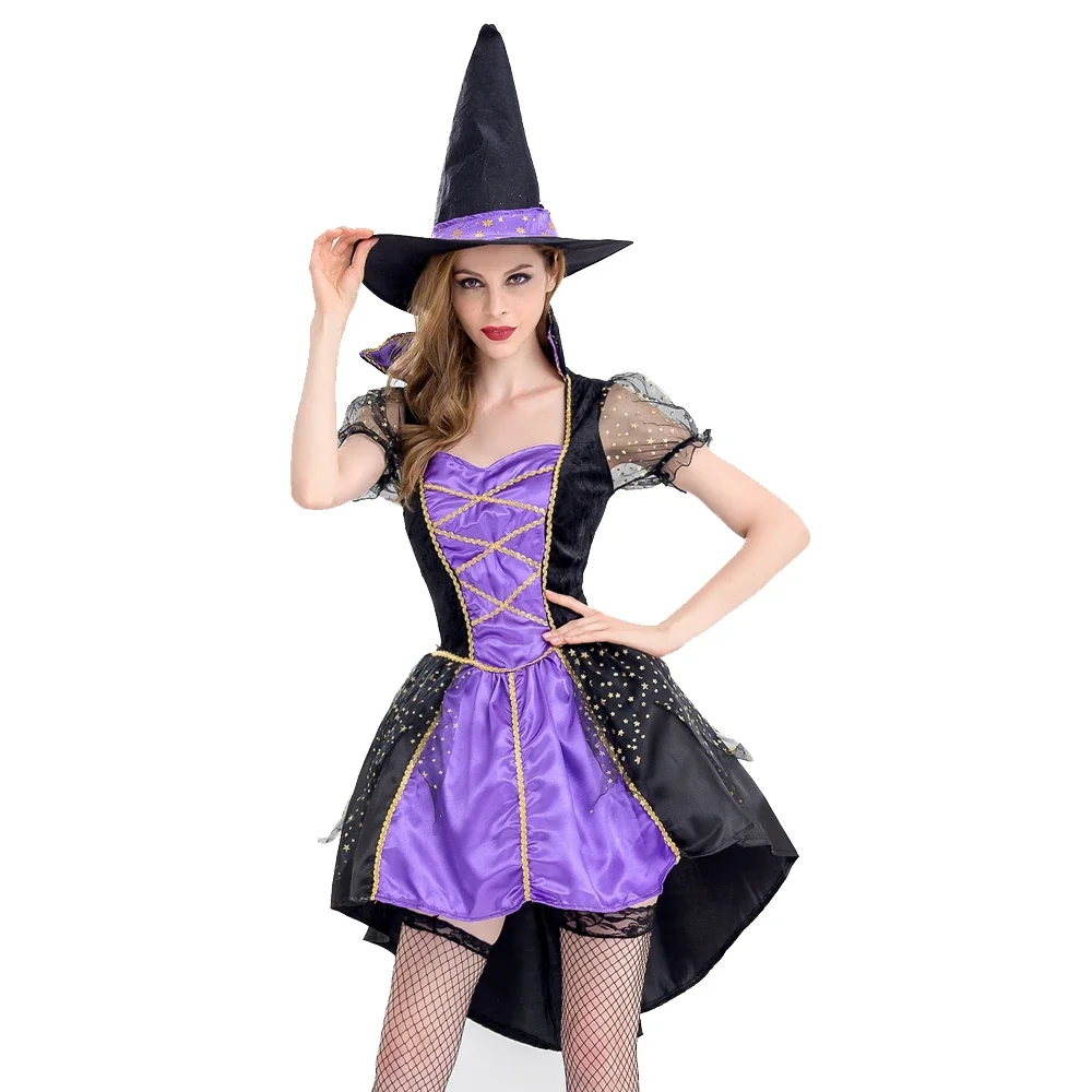 Costumi Da Strega Per Adulti Sexy Vestito Da Tailcoat Da Donna Vestiti A Coda Di Rondine Viola Per Halloween