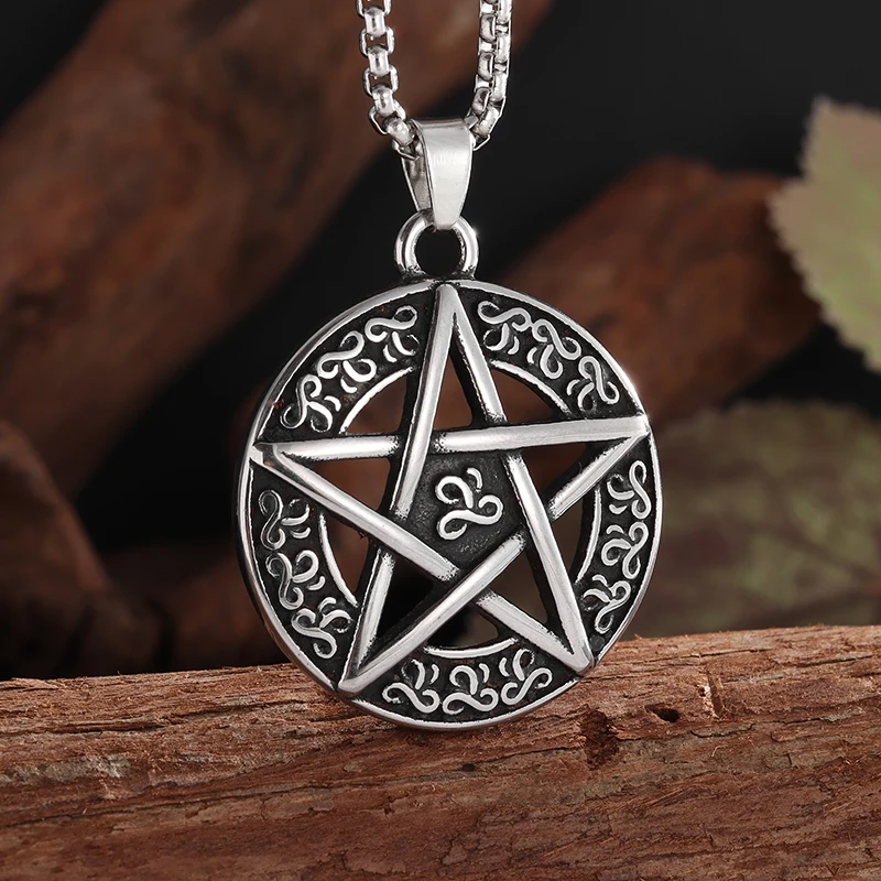 Vintage Nordic Celtic Trinity Lucky Knot Ciondolo Pentagramma Medaglia Collana Da Uomo Irish Stregoneria Strega \'S Knot Jewelry