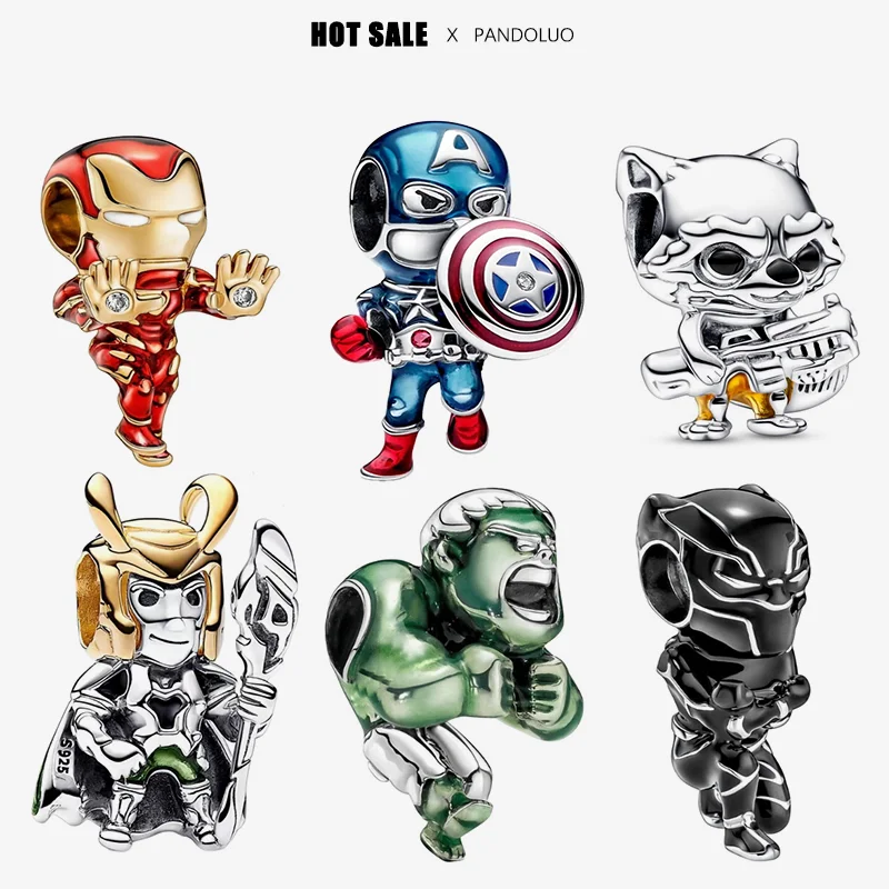 New Disney Marvel Avengers Series Captain America Charm Bead Fit Pandora Charm Bracciale Originale 925 Gioielli Da Donna In Argento Regalo