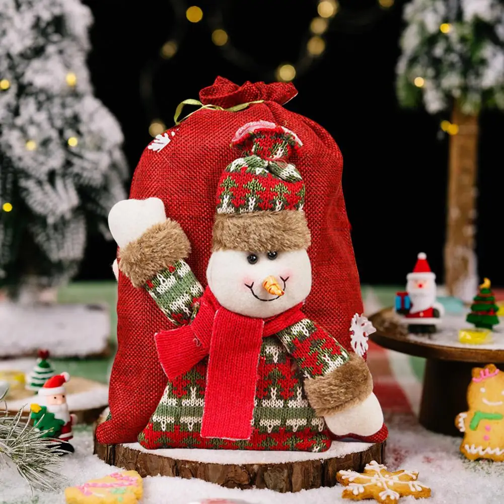 Sacchetto Di Caramelle Festivo Sacchetto Regalo Di Natale Del Fumetto Regalo Di Natale Festivo Sacchetti Con Coulisse 3D Babbo Natale Pupazzo Di Neve 