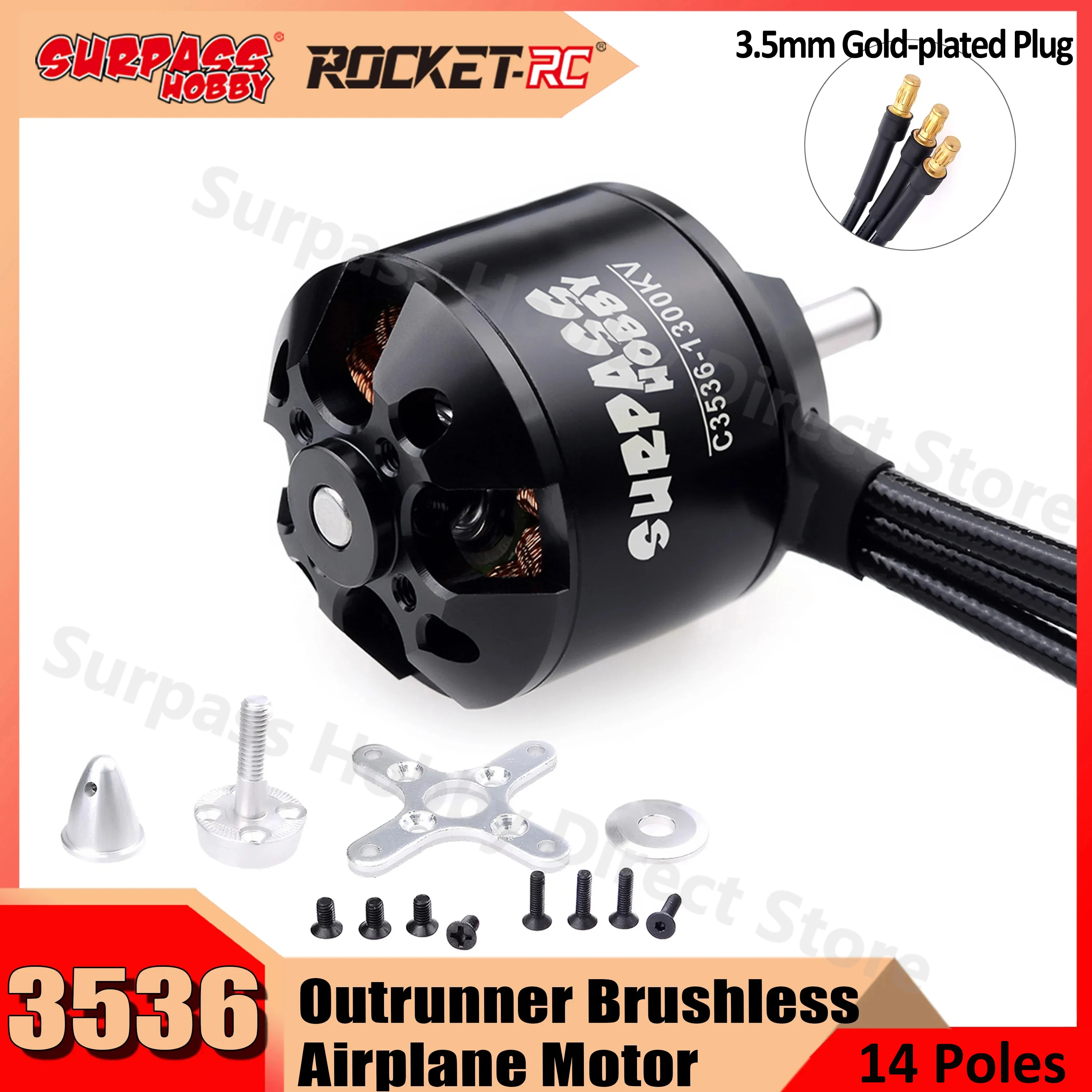Surpass Hobby 2814(3536) 1050Kv 1300Kv Outrunner Motore Brushless Per Rc Aereo Aliante Ad Ala Fissa Warbirds 1000G-1500G Drone
