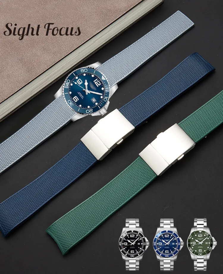 Cinturino Impermeabile In Silicone Da 21Mm Cinturino Impermeabile Per Cinturini Per Orologi Longines Conquest Hydro(L3.742/782
