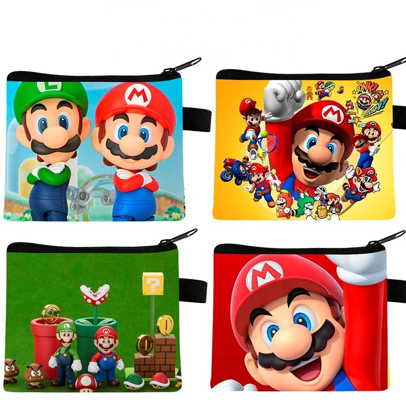 Super Mario Bros Portafoglio Anime Figure Gioco Bowser Yoshi Luigi Cartoon Cute Zipper Pouch Bag Per Bambini Portamonete Portatile
