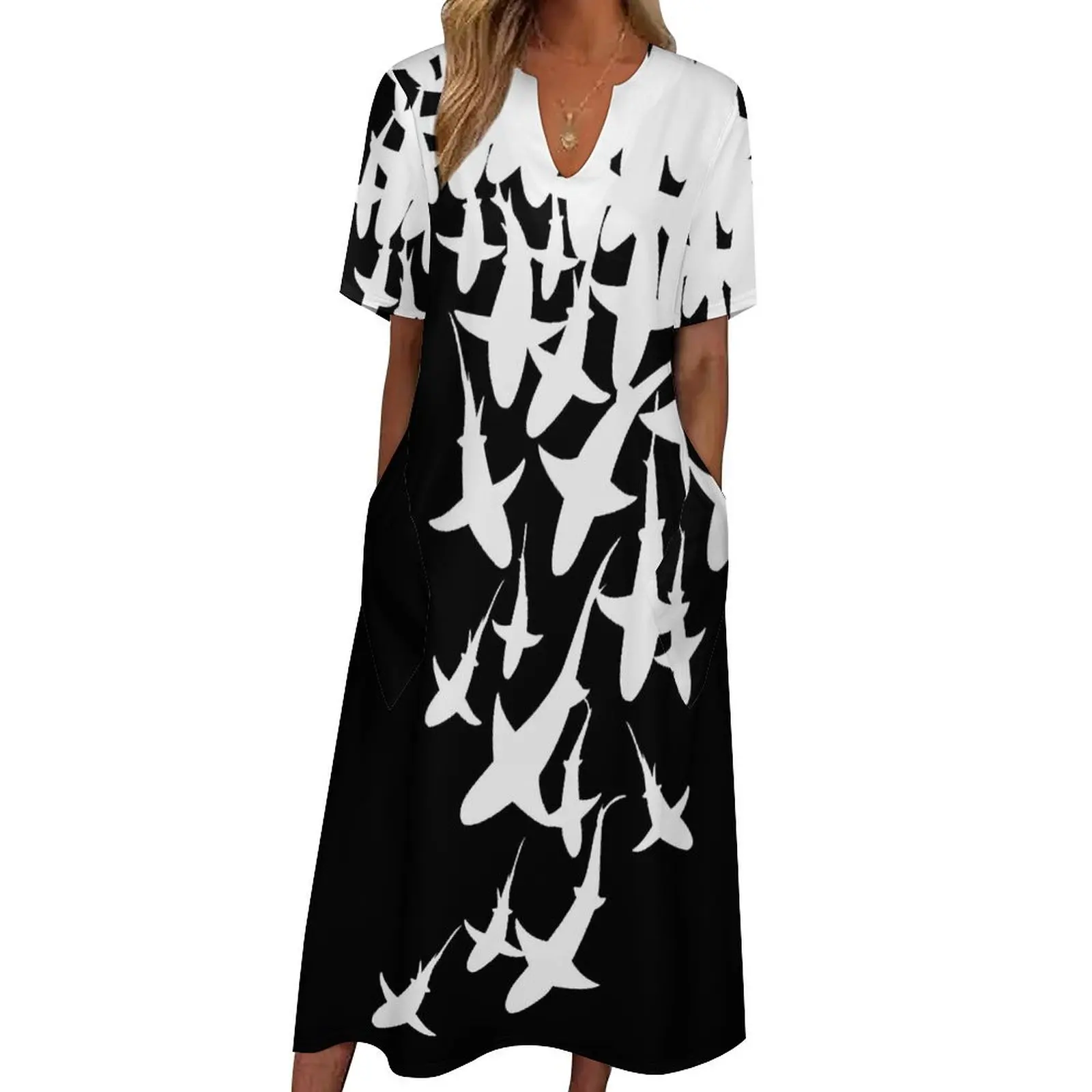 Funny Sharks Dress Summer Animal Print Street Style Abiti Lunghi Casual Da Donna Cute Maxi Dress Regalo Di Compleanno