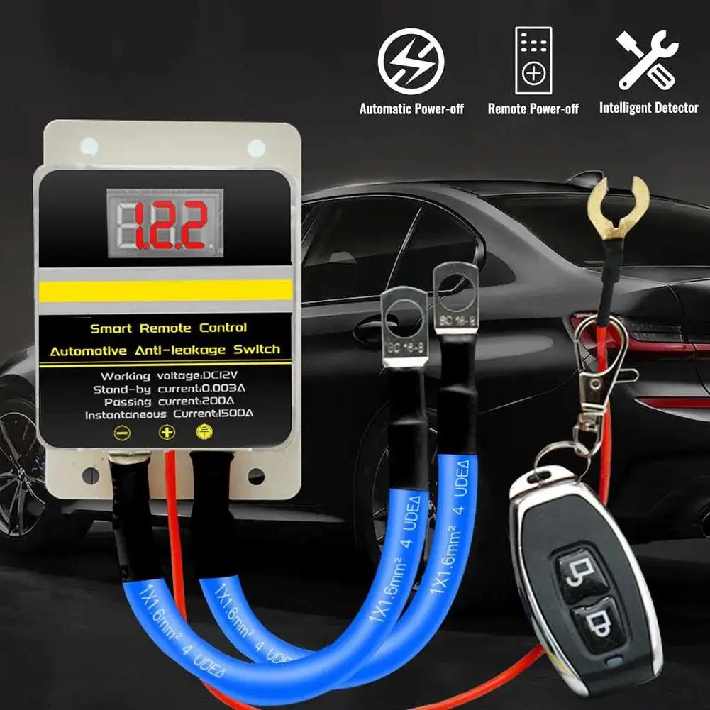 Per 12Vdc Car Truck Trailer Battery Disconnect Switch Relè Leakage Wireless Magnetic Remote Led Lock Protection Display Co H0H2