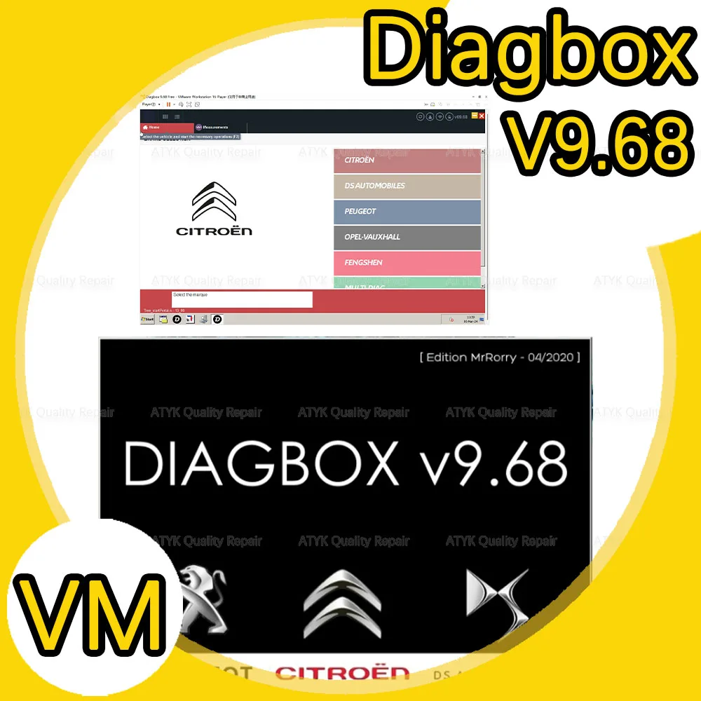 Versione Macchina Virtuale Diagbox V9.68 Per Software Diagnostico Pp2000 Diagbox 9.68 Strumenti Di Ispezione Tuning Auto Riparazione Auto Camion