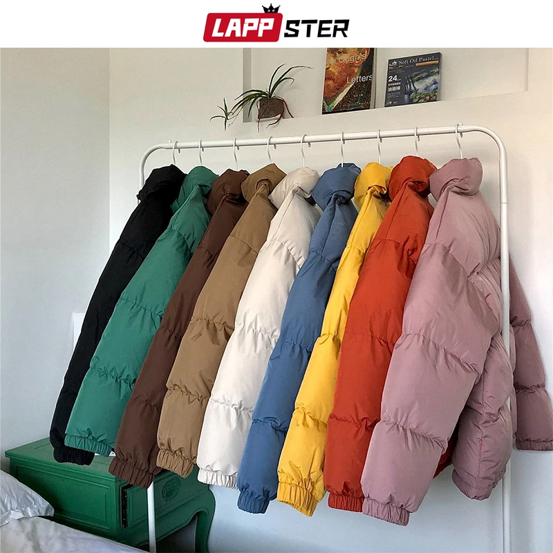 Lappster Winter Harajuku Colorful Short Parka Bubble Coat Men Streetwear Coreano Fashions Jacket Vestiti Neri Piumini