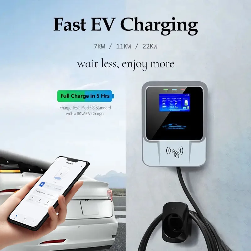 Skyegle Rifd Card 11Kw Wallbox Ev Charger Ac Evse Type 2 Plug 380V 16A Ricarica Rapida Per Auto Elettrica Cee Plug Wallbox Per Tesla