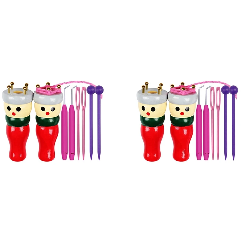 Strumento Per Maglieria Francese Confezione Da 4, Set Di Dolly Per Maglieria In Legno Bobina Per Maglieria Bambola Per Maglieria Giocattolo Per Realiz