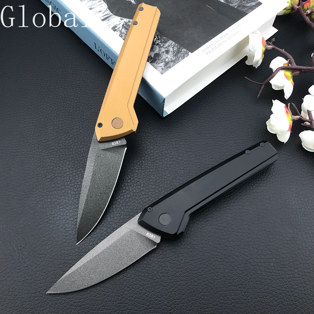 Dispiegare Au / To Coltello Pieghevole 3.25 "440C Black Cerakote Drop Point Blade, Sniper T6 Maniglie In Alluminio Campeggio Caccia Outdoor Edc